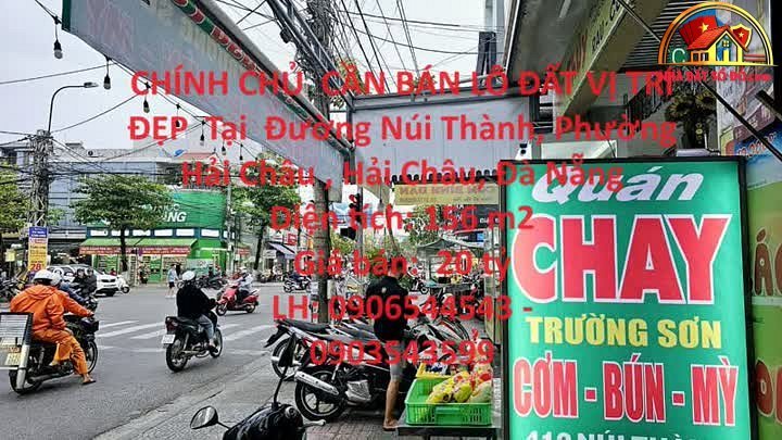 Bán đất thổ cư sổ đỏ Đà Nẵng, lô đất mặt tiền Núi Thành 156m2 giá 20 tỷ
