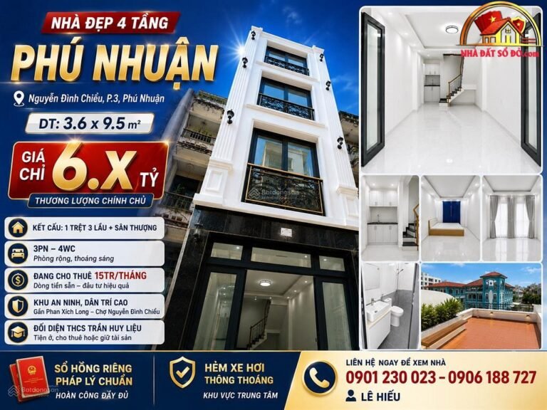 Nhà đất sổ đỏ quận Phú Nhuận TP.HCM với giá 6.9 tỷ và diện tích 34m2