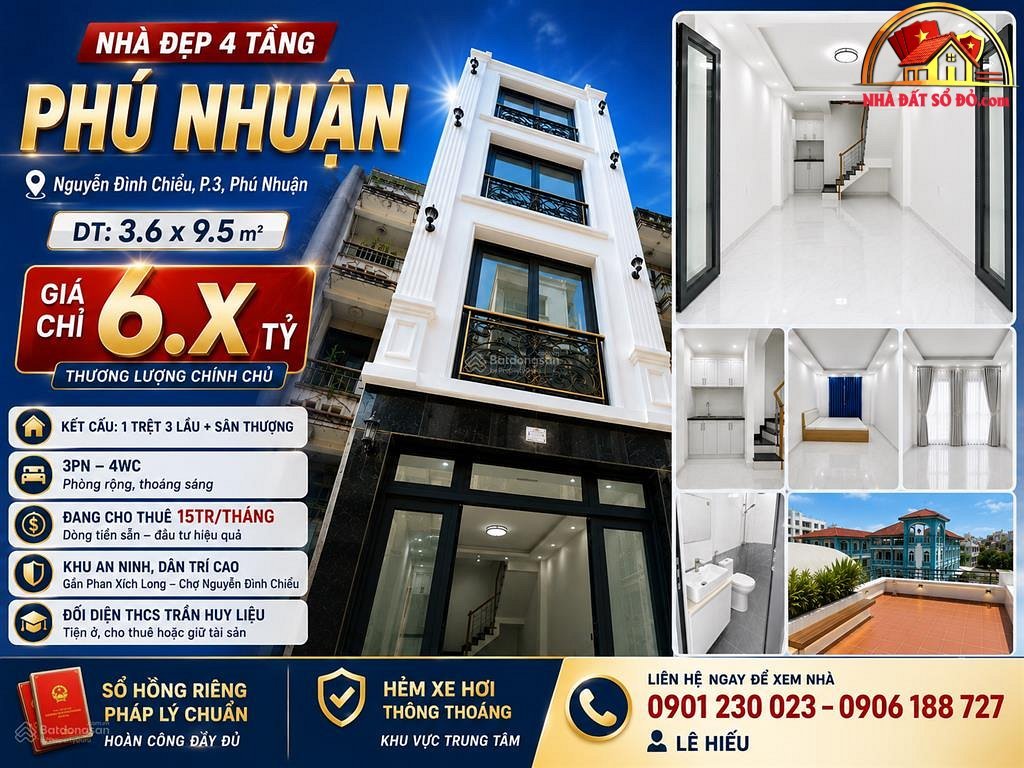 Nhà đất sổ đỏ quận Phú Nhuận TP.HCM với giá 6.9 tỷ và diện tích 34m2