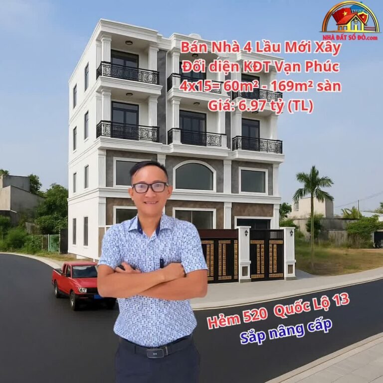 Bán nhà đất sổ đỏ Thủ Đức: Nhà 4 lầu mới xây hẻm 520 Quốc Lộ 13 giá 6.97 tỷ