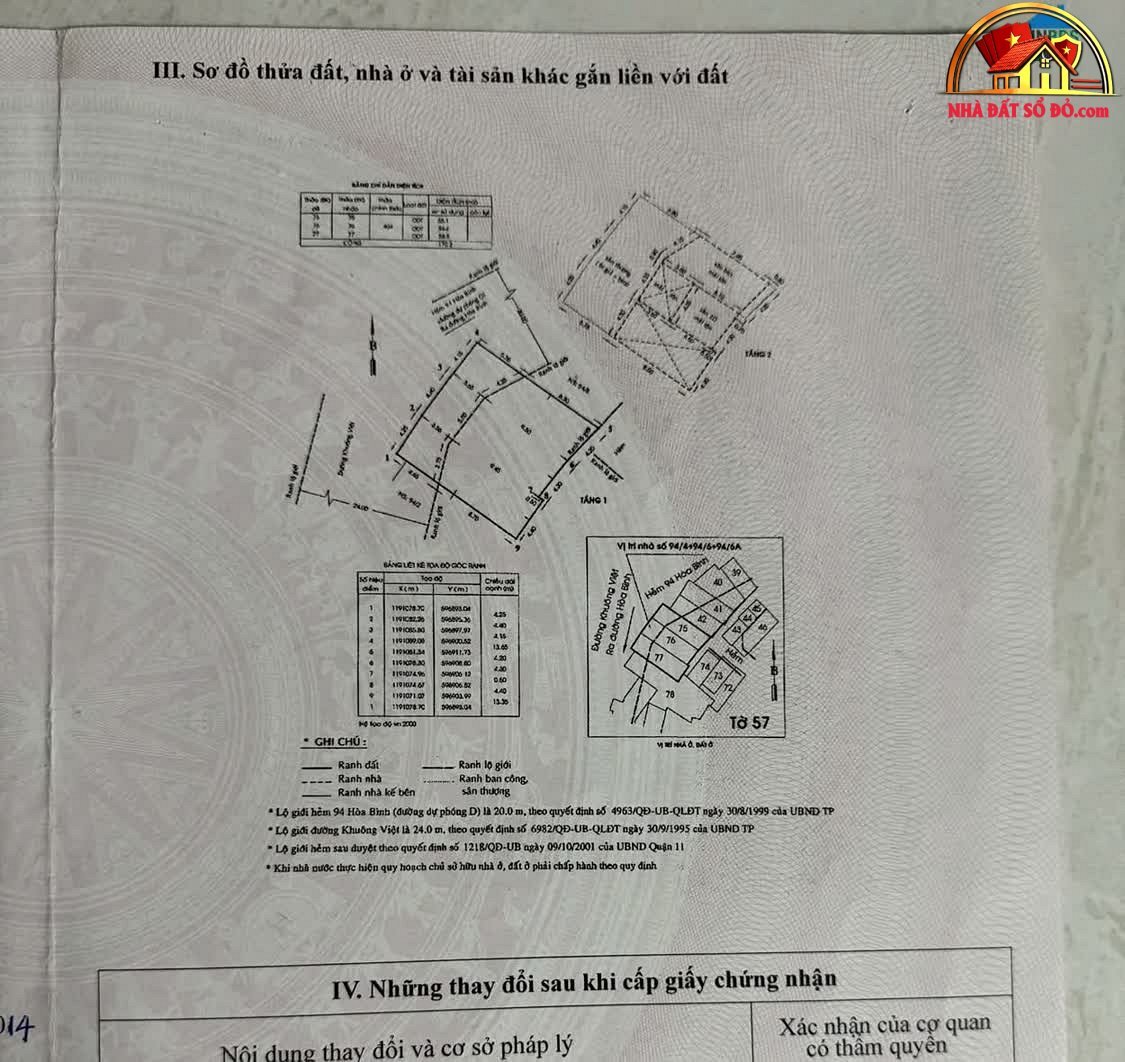Nhà đất sổ đỏ Quận 11 TP.HCM, Bán nhà riêng HXH đường Hòa Bình diện tích 175m² giá 27.5 tỷ