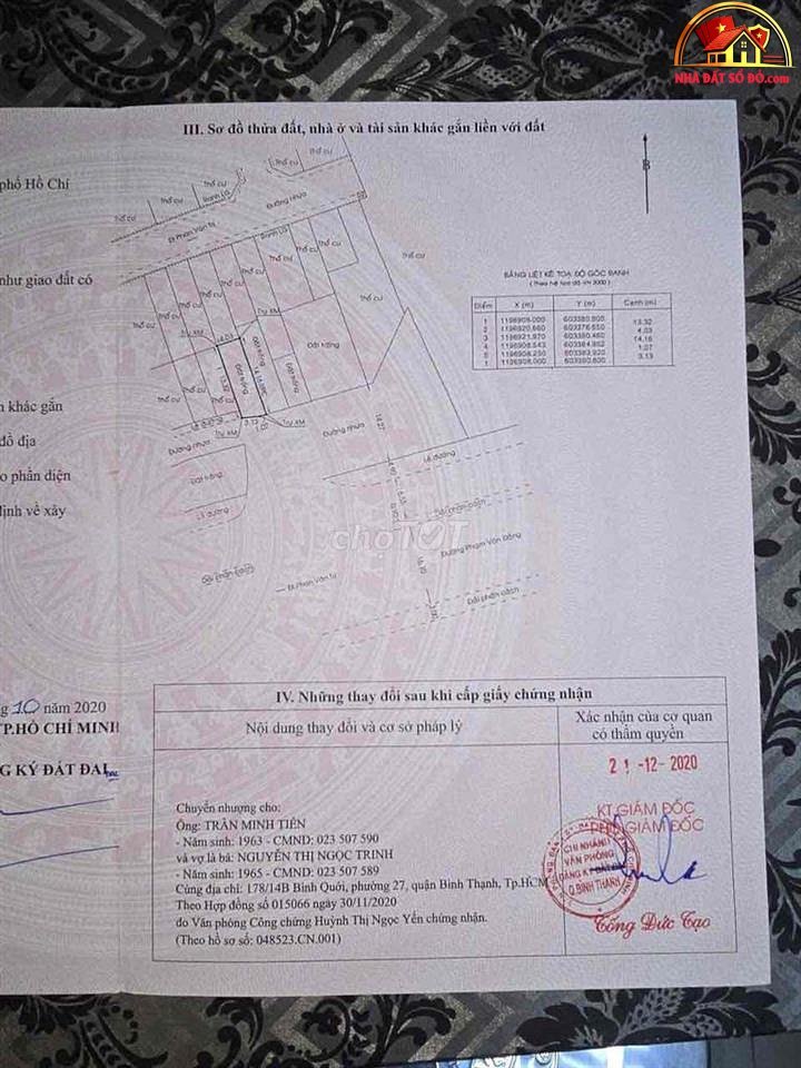 Nhà đất sổ đỏ Phạm Văn Đồng Bình Thạnh TP.HCM – Đất thổ cư mặt tiền 56m2