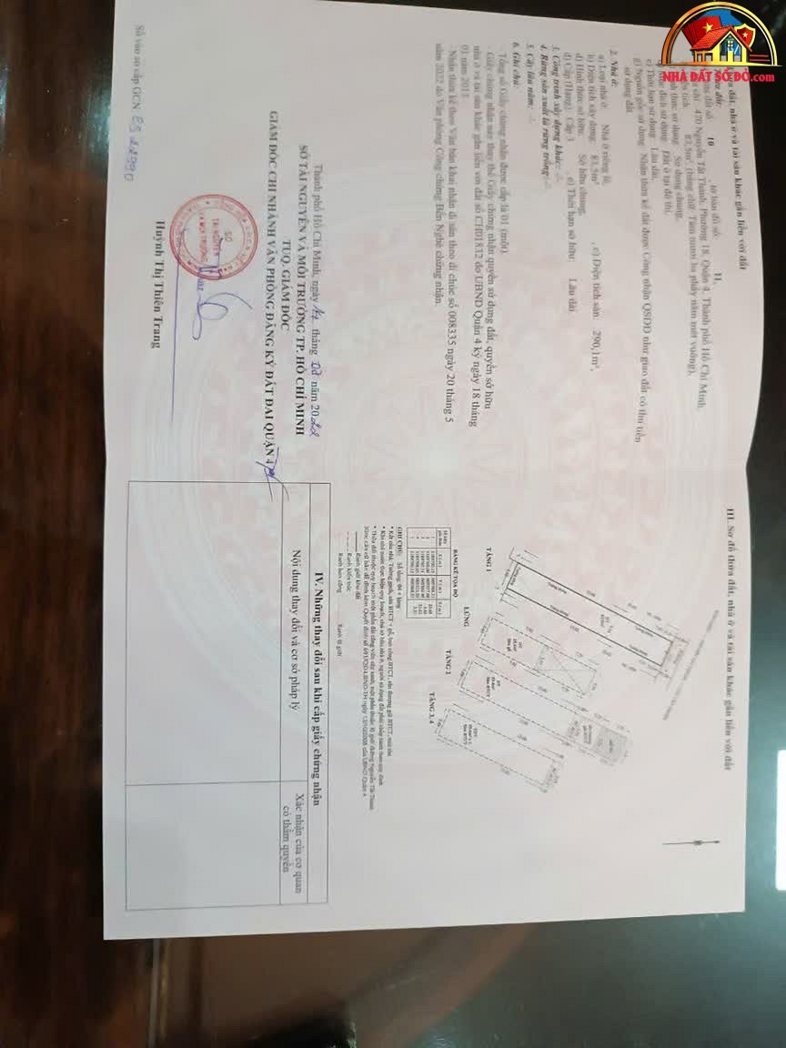 Nhà đất sổ đỏ bán nhà mặt phố 470 Nguyễn Tất Thành Quận 4 TP.HCM