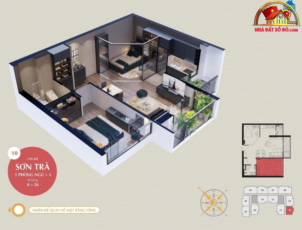 Bất động sản sổ đỏ Đà Nẵng: Căn hộ The Sang Residence 3.4 tỷ, 83m²