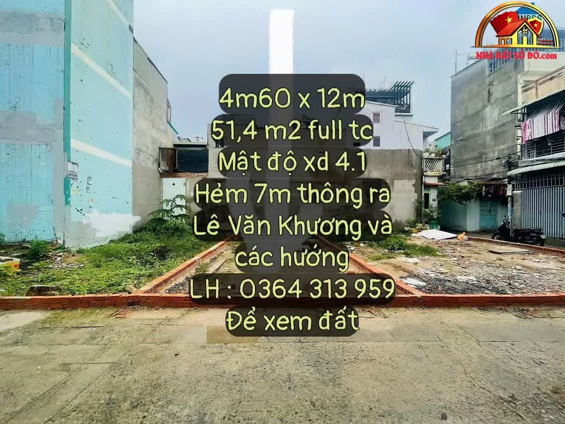 Bán đất thổ cư Quận 12, Hồ Chí Minh giá 4.5 tỷ diện tích 52 m²