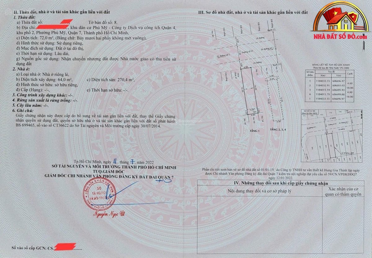 Nhà đất sổ đỏ Quận 7 – Bán nhà 4 tầng đường 2C, Phú Mỹ, giá 13,5 tỷ