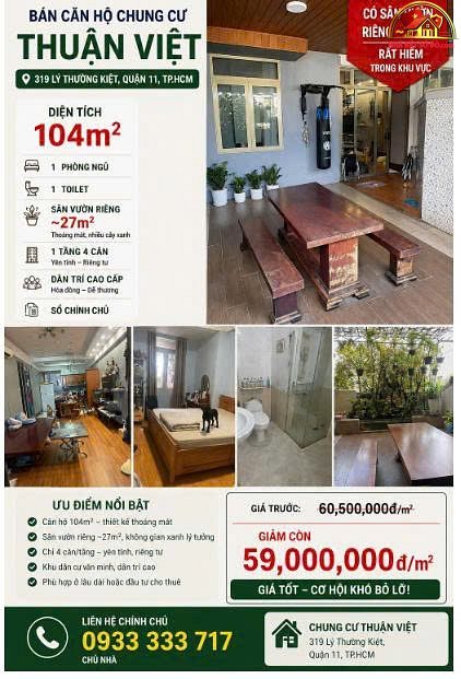 Căn hộ chung cư Thuận Việt 104m² giá chỉ 4 tỷ 56 triệu – Mua ngay hôm nay!