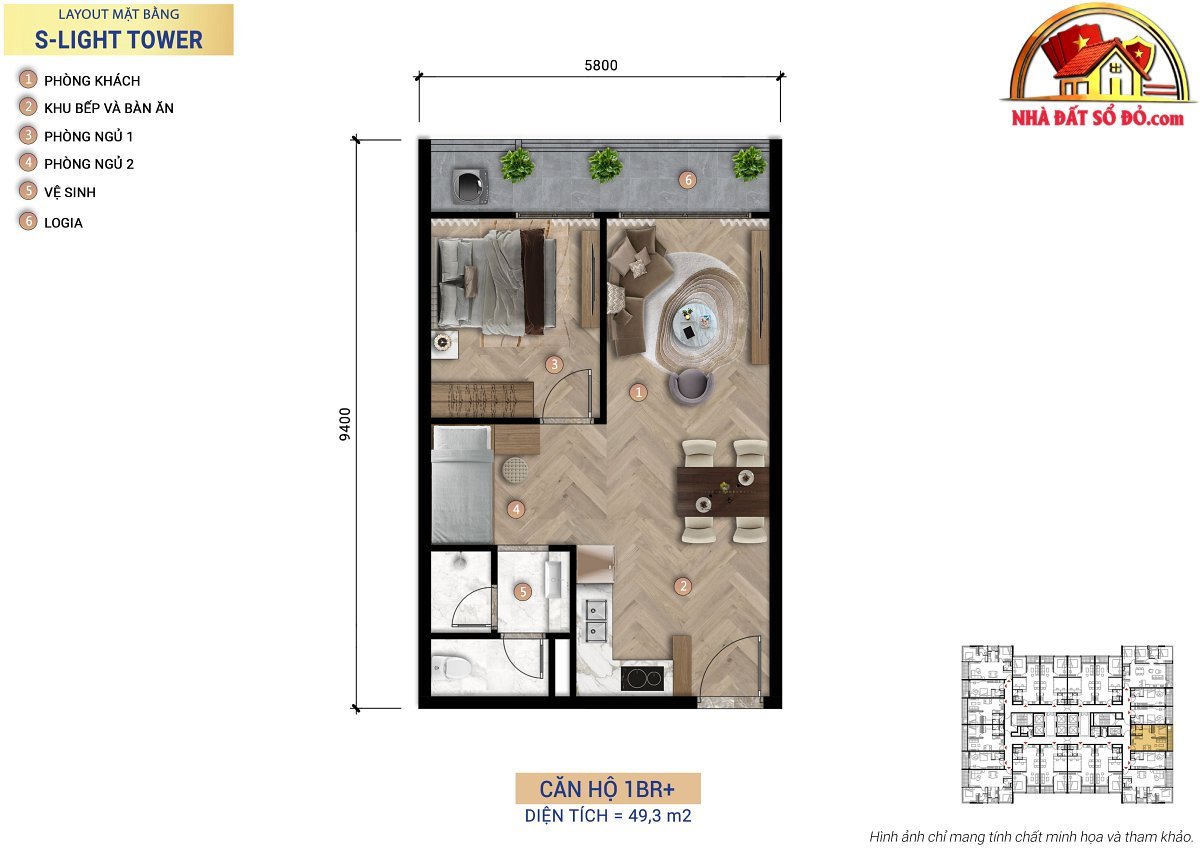 Nhà đất sổ đỏ Đà Nẵng: Căn hộ 1PN S-Light Tower giá tốt chỉ 2,372 tỷ