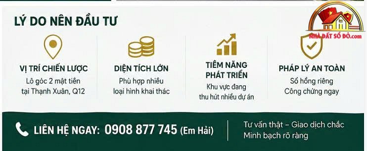 Nhà đất sổ đỏ Thạnh Xuân Quận 12 – Lô góc 2 mặt tiền 3900m2 giá 180 tỷ