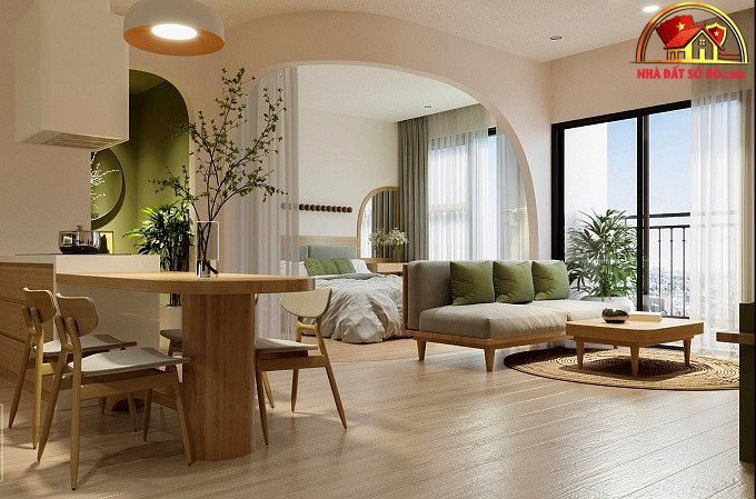 Căn hộ xanh cốm, ăn gian diện tích nhờ thiết kế không gian mở - Ảnh 1.
